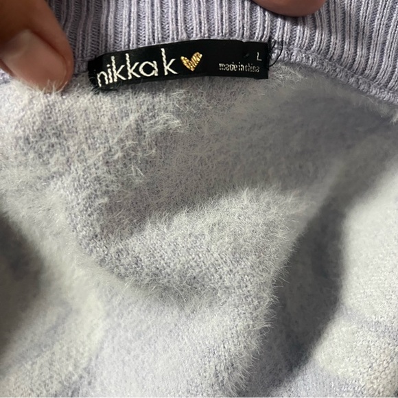 Nikka K Olive Juniors Large Lavender Full Button Smiley Faces Cardigan Sweater - Picture 5 of 7